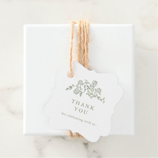 シンプルデリケートフローラタイムレスセージ結婚グリーン フェイバータグ (インサイチュ)