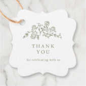 シンプルデリケートフローラタイムレスセージ結婚グリーン フェイバータグ (正面)