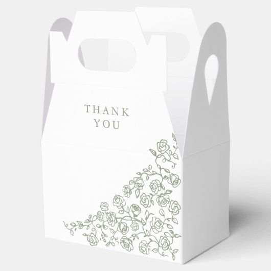 シンプルデリケートフローラタイムレスセージ結婚グリーン フェイバーボックス (オープン)