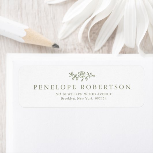 シンプルデリケートフローラタイムレスセージ結婚グリーン ラベル (インサイチュ)