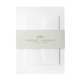 シンプルデリケートフローラタイムレスセージ結婚グリーン 招待状ベリーバンド