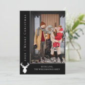 シンプルトナカイのクリスマスフォトカード |黒 シーズンカード (スタンド正面)