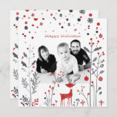 シンプルトナカイの家族の写真クリスマスカード (正面/裏面)