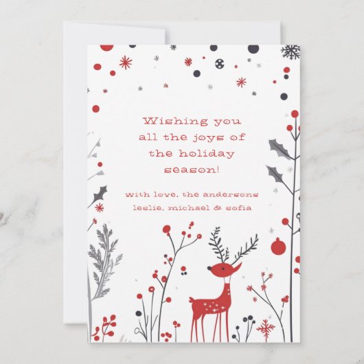 シンプルトナカイの家族の写真クリスマスカード 招待状 (裏面)