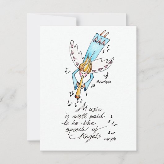 シンプルトランペット付きブルーエンジェル ノートカード (正面)