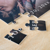 シンプルトレンディーの手書き写真日付を保存 ジグソーパズル (側面)