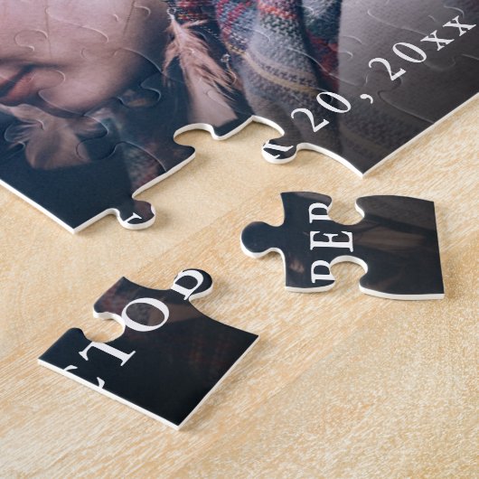 シンプルトレンディーの手書き写真日付を保存 ジグソーパズル (側面)