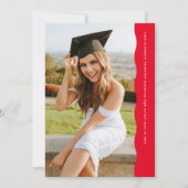 シンプルトレンディーの波状赤写真の卒業 招待状 (正面)