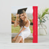 シンプルトレンディーの波状赤写真の卒業 招待状 (スタンド正面)