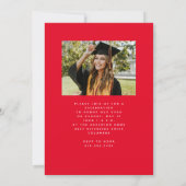 シンプルトレンディーの波状赤写真の卒業 招待状 (裏面)