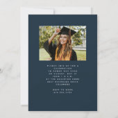 シンプルトレンディーウェーブエッジネイビーブルー写真卒業 招待状 (裏面)