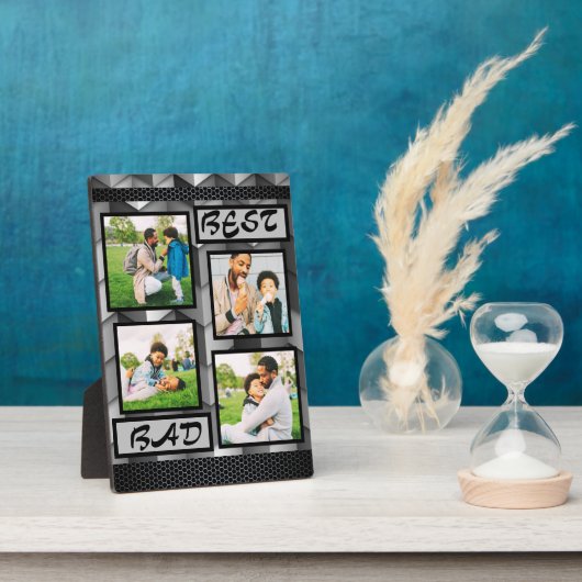 シンプルトレンディーエレガントパパグレー4フォトコラージュ フォトプラーク (側面)