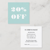シンプルトレンディーパステルブルーのミニマモダンリスト 割引カード (正面/裏面)
