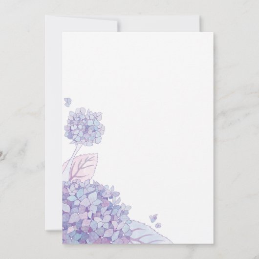 シンプルトレンディーパープルアジサイ結婚ズ 招待状 (裏面)