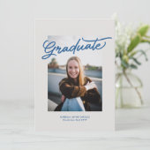 シンプルトレンディーブルーフォト卒業 招待状 (スタンド正面)