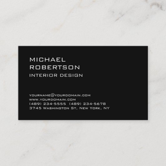 シンプルトレンディープレーン黒デザイナー名刺 名刺 (正面)