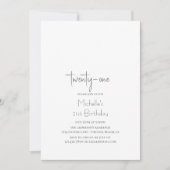 シンプルトレンディーミニマモダンリスト21歳の誕生日 招待状 (正面)