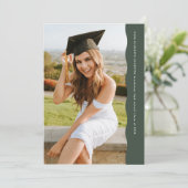 シンプルトレンディー波面緑色写真卒業 招待状 (スタンド正面)