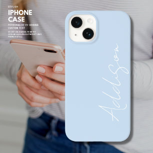 シンプルトレンディー淡い色のの青と白のスクリプト名 Case-Mate iPhone 14ケース