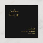 シンプルトレンディー金ゴールドグリッターブラックスクリプト名 スクエア名刺 (裏面)