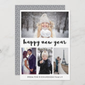 シンプルトレンディー4枚の写真が新年を迎える シーズンカード (正面/裏面)