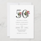 シンプルトロピエレガントカル50番目の誕生日招待状 招待状 (正面)