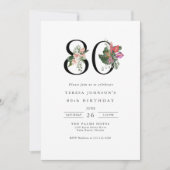 シンプルトロピエレガントカル80誕生日 招待状 (正面)