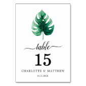 シンプルトロピカルウォーター色ボタニカルグリーン結婚ズ テーブルナンバー (裏面)