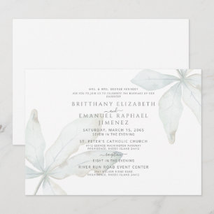 シンプルトロピカルグリーンウェディング両親結婚式 招待状