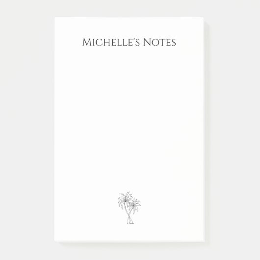 シンプルトロピカルパームツリーズハンドドロッドイラストレーション ポストイット (正面)