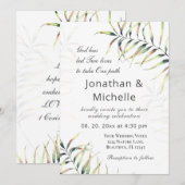 シンプルトロピカルパームブランチのクリスチャンウェディング 招待状 (正面/裏面)