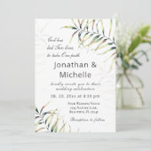 シンプルトロピカルパームブランチ結婚クリスチャン 招待状 (スタンド正面)