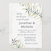 シンプルトロピカルパームブランチ結婚クリスチャン 招待状 (正面/裏面)