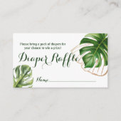 シンプルトロピカルワイルドワンベビーシャワーおむつラッフル エンクロージャーカード (正面)