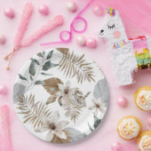 シンプルトロピカル ブライダルシャワープレート | 緑の葉 ペーパープレート (パーティー)