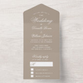 シンプルトープ結婚式招待状&取り外し可能RSVP オールインワン招待状 (内側)