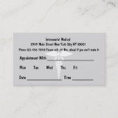 シンプルドクターアポイントメントカード 予約カード (正面)