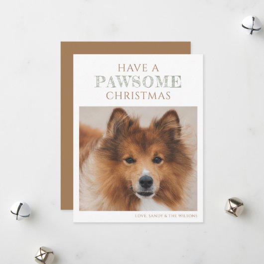 シンプルドッグフォトクリスマスホリデーフラットカード シーズンカード (正面/裏面インサイチュ)