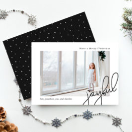 シンプルドット黒Joyful Scriptエレガント Photo シーズンカード