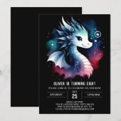 シンプルドラゴン誕生日の子ども 招待状 (正面/裏面)