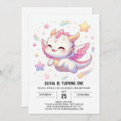 シンプルドラゴン1歳 招待状 (正面/裏面)