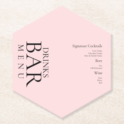シンプルドリンクのカクテルワ結婚インピンク ペーパーコースター (正面)