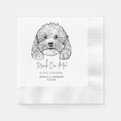 シンプルドリンクを私にドックハンドスケッチ結婚 縁ありカクテルナプキン (正面)