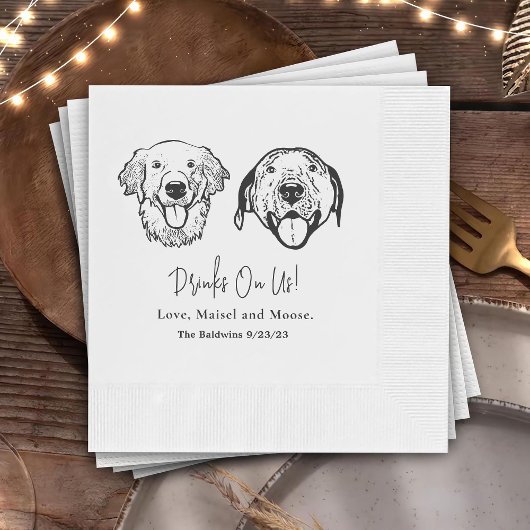 シンプルドリンクを私のドッグハンドスケッチのナプキ結婚ン 縁ありカクテルナプキン