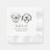 シンプルドリンクを私のドッグハンドスケッチのナプキ結婚ン 縁ありカクテルナプキン (正面)