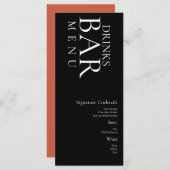 シンプルドリンクカクテルワ結婚イン白黒 メニュー (正面/裏面)