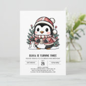 シンプルドリーミーペンギンデジタル誕生日 招待状 (スタンド正面)