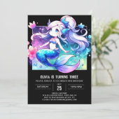 シンプルドリーミーマーメイド誕生日 招待状 (スタンド正面)