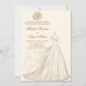 シンプルドレスクリームイスラム結婚教徒 招待状 (正面)