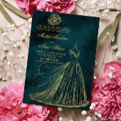 シンプルドレスグリーンイスラム結婚教徒 招待状